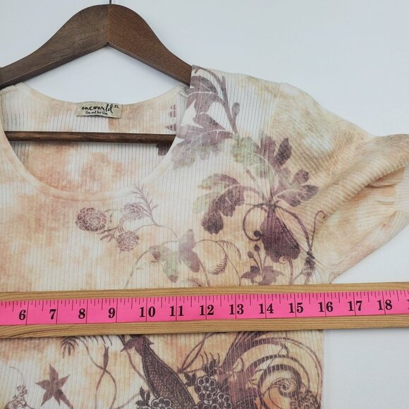 One World Live And Let Live Womens Short Sleeve Baby Doll Sweater‎ Sz XL Yellow - Picture 11 of 13